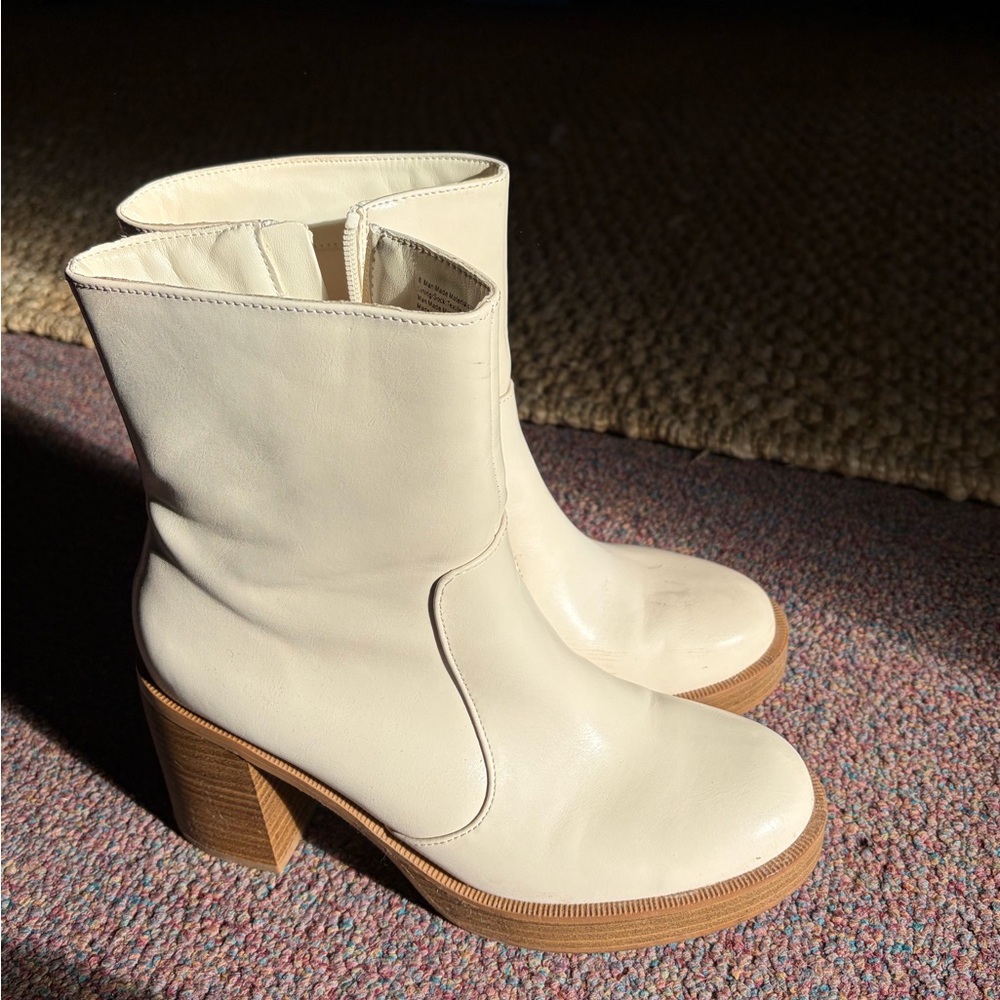 Slightly Off White Ankle Boots